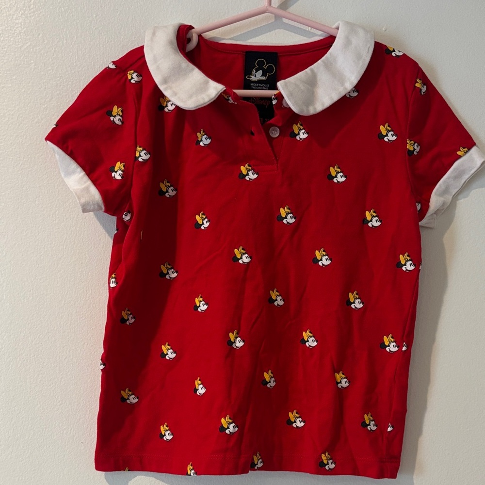 Disney X Forever 21 Red Polo with White Collar and Fun Print